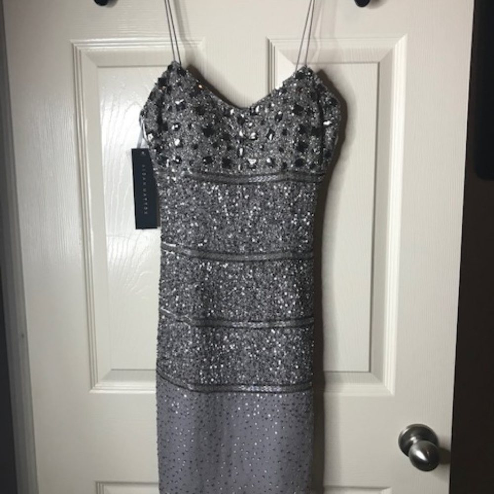 Aiden Mattox Platinum/Silver Sequin Dress